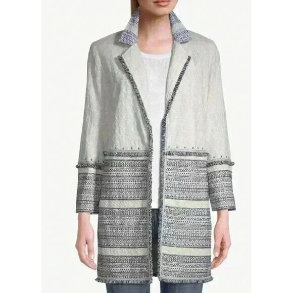 Chico's NWT Embellished Cotton Eyelet Jacket size XL (3) - Picture 1 of 11